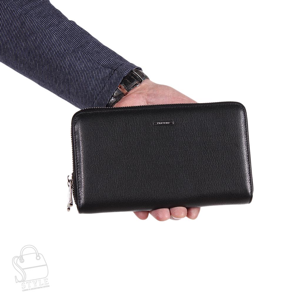 Клатч мужской кожаный 20939 black Pratero