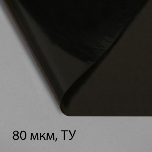 Плёнка полиэтиленовая, техническая, 80 мкм, чёрная, длина 10 м, ширина 3 м, рукав (1.5 × 2 м), Эконом 50%