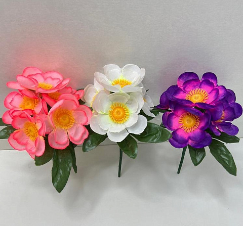 Цветы искусственные декоративные Ветреницы малые (5 цветков) 17 см