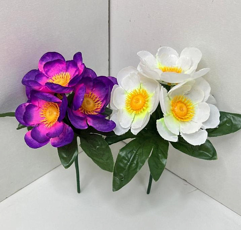 Цветы искусственные декоративные Ветреницы малые (5 цветков) 17 см