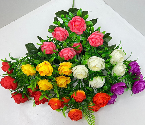 Цветы искусственные декоративные Пионы (6 бутонов) + папоротник 35 см