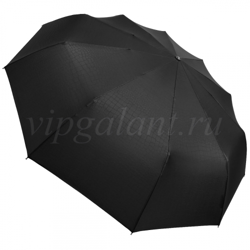 Черный зонт с фактурой под рептилию D0032