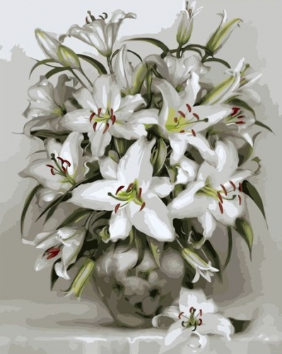 Картина по номерам 40х50 - Букет белых лилий (худ. Бузин И.)