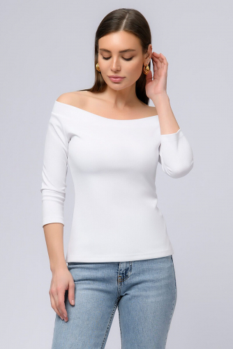 Блуза белого цвета с открытыми плечами и разрезами по бокам 1001 DRESS #844817Белый