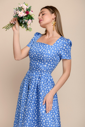 Платье 1001 DRESS #785168Голубой (цветочный принт)