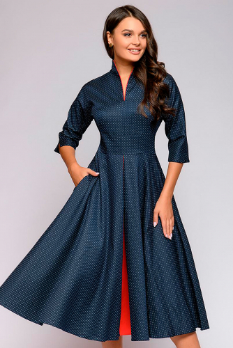 Платье 1001 DRESS #238966Темно-синий (принт) / красный