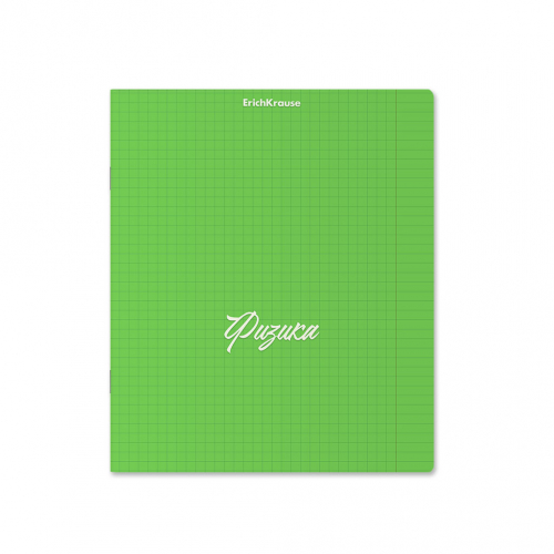 Тетрадь общая ученическая с пластиковой обложкой на скобе ErichKrause® NEON, зеленый, Физика, 48 листов, клетка