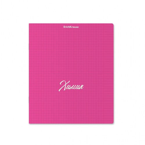 Тетрадь общая ученическая с пластиковой обложкой на скобе ErichKrause NEON, розовый, ХИМИЯ, 48 листов, клетка