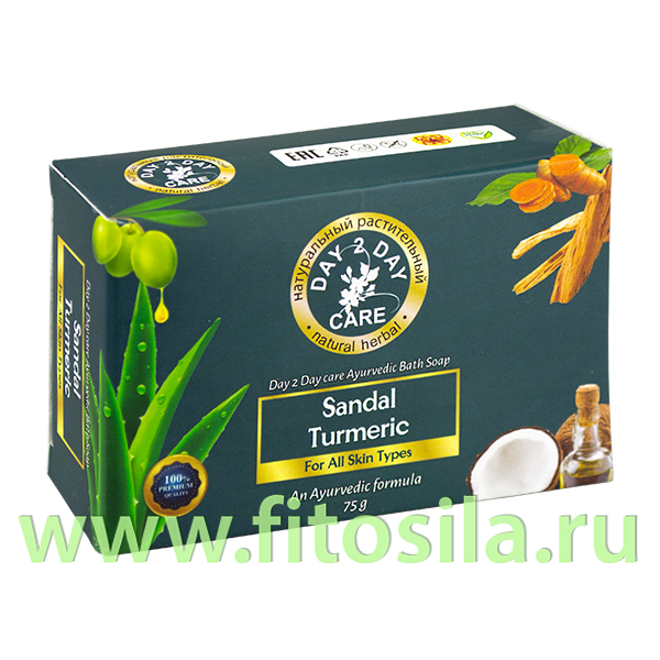 Мыло аюрведическое Сандаловое с Куркумой(Sandal Turmeric) Дэй Ту Дэй Кэр 75гр