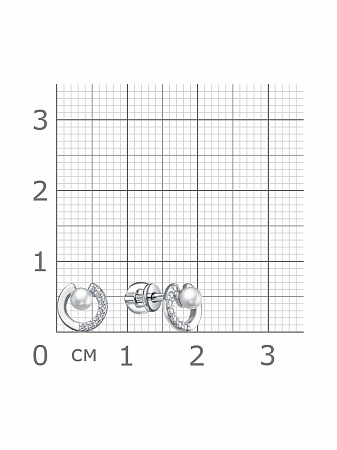12-1297 Серьги с иск.жемчугом родированные серебро 925*