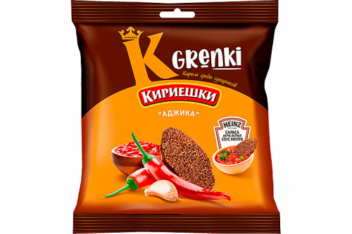 «Кириешки», гренки со вкусом «Аджика» и соусом Heinz «Сальса» жгуче-острым, 70 г