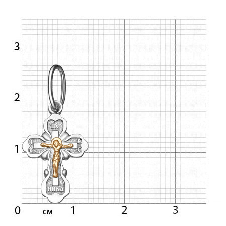 1-094-5-08 094-08 Крест комбинированый серебро+золото штампованный