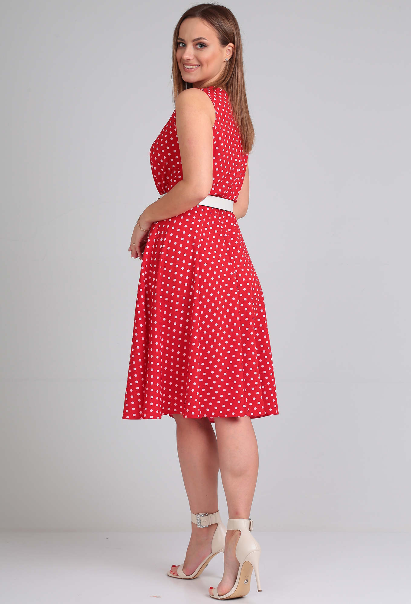 ст. цена1999руб.! Платье Lady Line 544 красный горох