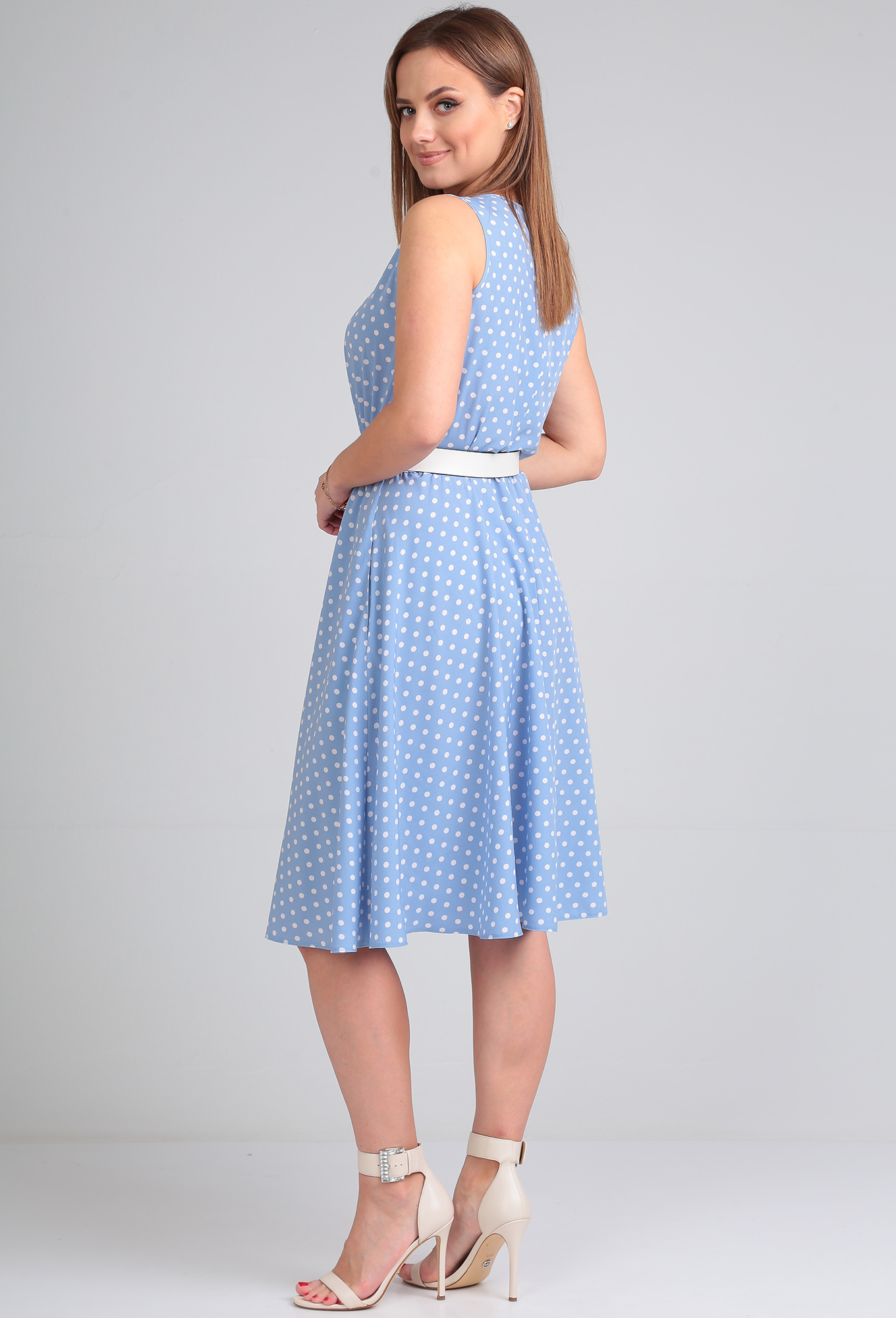 ст. цена1999руб.! Платье Lady Line 544 голубой горох