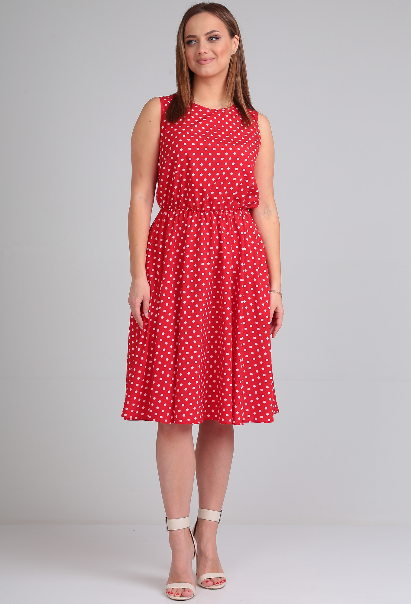 ст. цена1999руб.! Платье Lady Line 544 красный горох