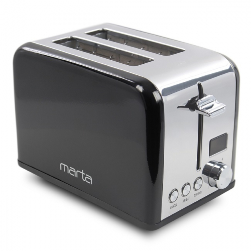 Тостер MARTA MT-TS1727В Черный жемчуг 800 W 6 режимов поджаривания 2 отделения для тостов (6) оптом