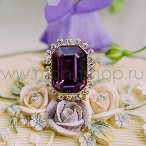 Кольцо Магия камня с фиолетовым кристаллом Сваровски