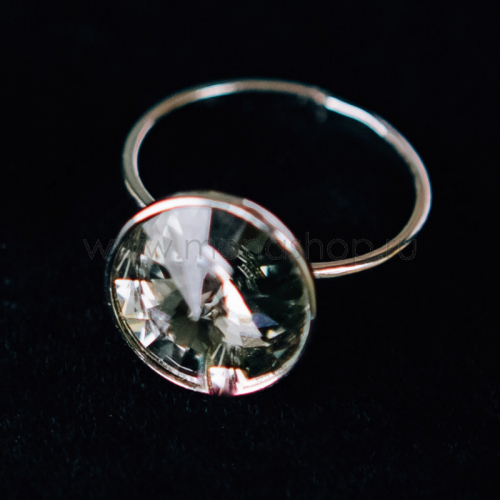 Кольцо Чародейка с серым кристаллом Swarovski