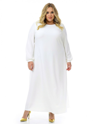Платье длинное А-силуэта, из крепа с эластаном, белое