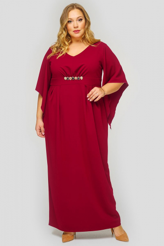 Платье вечернее из бордового крепа с пришивным украшением