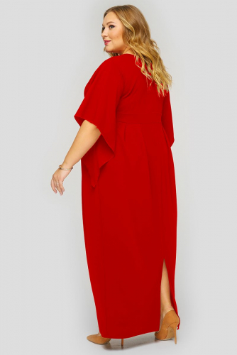 Платье вечернее из красного крепа с пришивным украшением