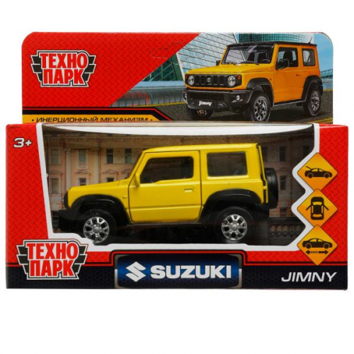 2_шт в наличии_Машина металл SUZUKI JIMNY 11,5 см, двери, багаж, инерц, желтый, кор. Технопарк в кор.2*36шт