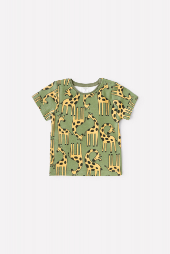 Фуфайка К 301156 веселые жирафы на зеленом