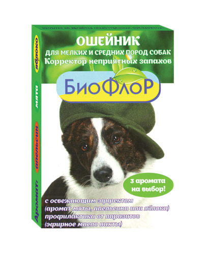 Биофлор Ошейник репеллентный, корректор запахов для мелких и средних пород собак 40 см, (МЯТА)