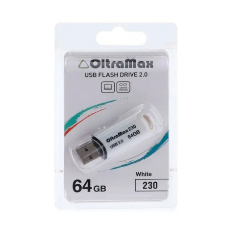 Флэш-диск USB OltraMax 64 GB 230 белый