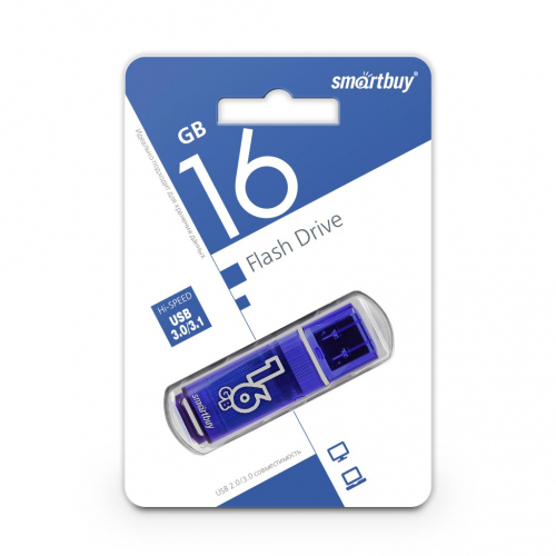 Флэш-диск USB SmartBuy 16 GB Glossy series Dark Blue USB 3.0