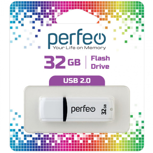 Флэш-диск USB Perfeo 32 GB C02 white