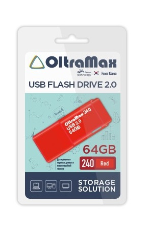 Флэш-диск USB OltraMax 64 GB 240 красный