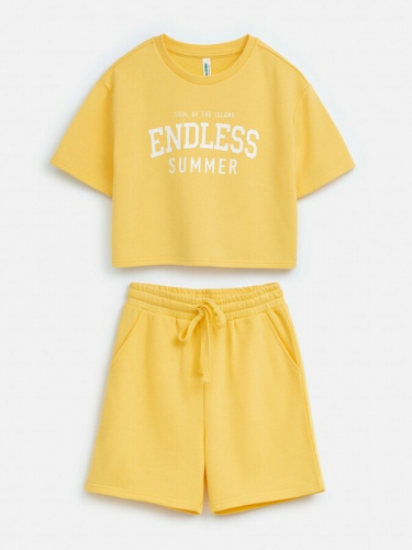 Комплект детский для девочек ((1)футболка и (2)шорты)пижамные) Purim1 20214200016 желтый