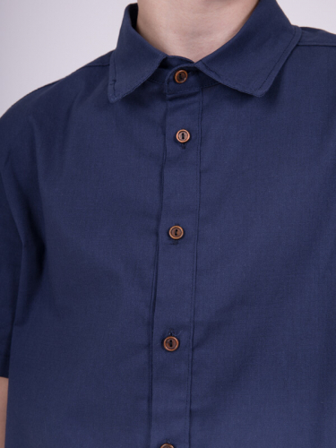 102407_OLB Рубашка для мальчика пепельно - синий (вар.2)