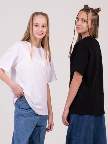 102624_OLG Комплект (футболка (2шт.)) для девочки белый//черный (вар.2)