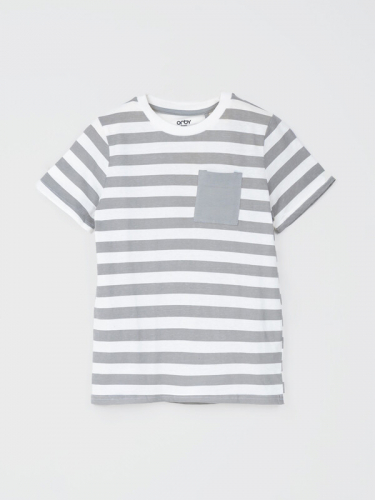 102548_OLB Комплект (футболка (2шт.)) для мальчика молочно-графитовая полоса//т.синий (вар.2)