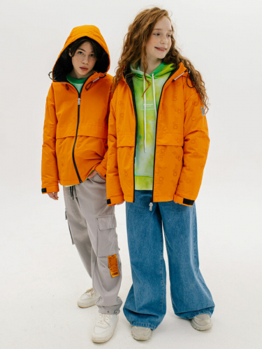 102432_OOU Куртка для мальчика и девочки сочный апельсин принт 
