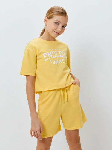 Комплект детский для девочек ((1)футболка и (2)шорты)пижамные) Purim1 20214200016 желтый