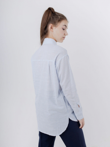 102031_OLG Рубашка для девочки белый + св.голубая полоска (вар.1)
