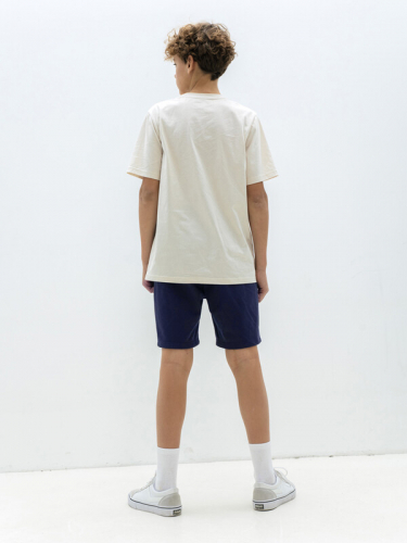 102547_OLB Комплект(футболка, шорты) для мальчика молочный//т.синий (вар.2)
