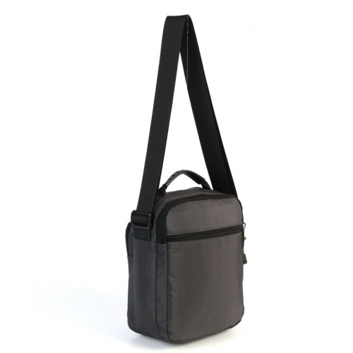 Мужская текстильная сумка через плечо с двумя отделениями на молниях 83018 Грей