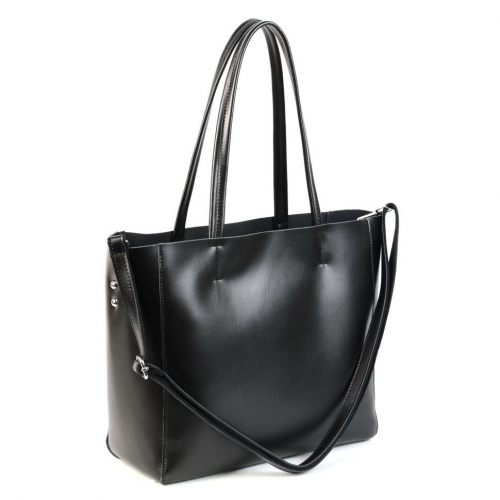 Женская кожаная сумка шоппер трапеция 8689-220 Блек