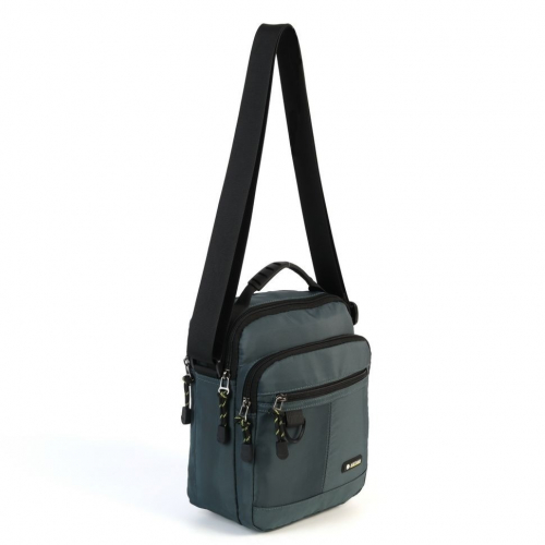 Мужская текстильная сумка через плечо с двумя отделениями на молниях 83018 Лайт Блу