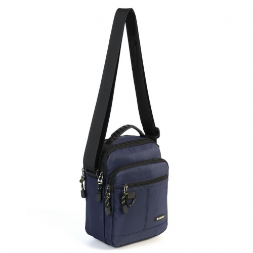 Мужская текстильная сумка через плечо с двумя отделениями на молниях 83018 Блу