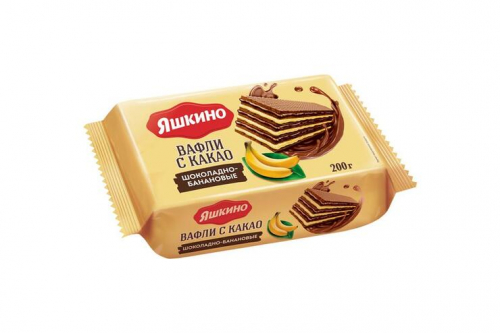 «Яшкино», вафли с какао, шоколадно-банановые, 200 г