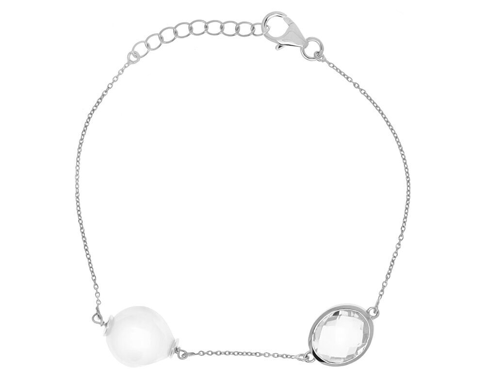 Браслет из серебра жемчуг барочный, горный хрусталь, Монро