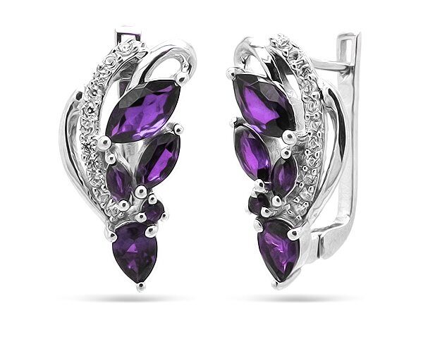 Серьги из серебра аметист, Беттина