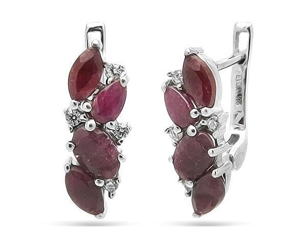 Серьги из серебра рубин корунд, Селебрити