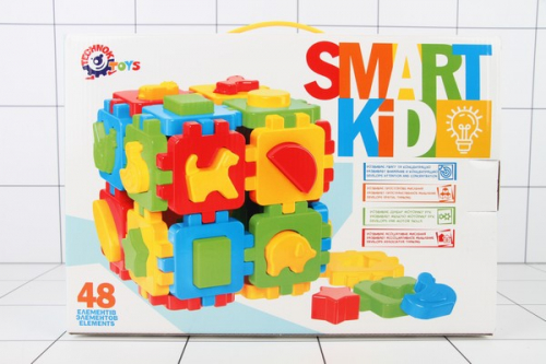 Игрушка куб «Умный малыш» из 48 элементов в коробке