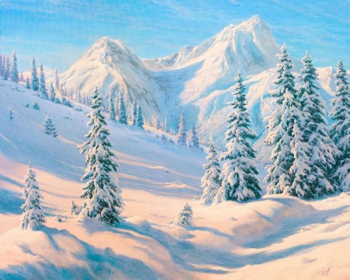 Картина по номерам 40х50 - Снежные горы (худ. Басов С.)